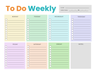 Colorful Pastel Modern Minimal Landscape Weekly To Do Planner Printable US Letter Flyer (US Letter) template