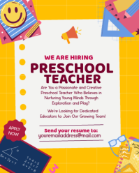 White Preschool Teacher Hiring Instagram Portrait Template