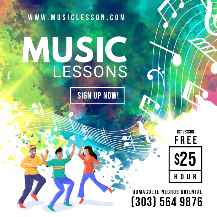 Copy of Colorful Private Music Lessons Class Ad Templ | PosterMyWall