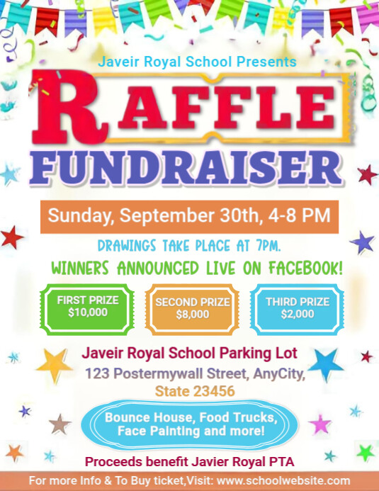 Colorful Raffle Header Copy of Colorful Raffle Fundraiser Flyer Template | School & Charity ...