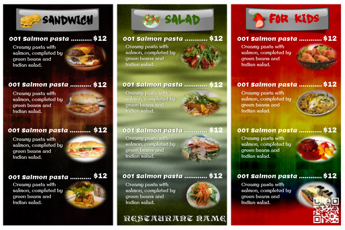 Colorful restaurant menu card Iphosta template