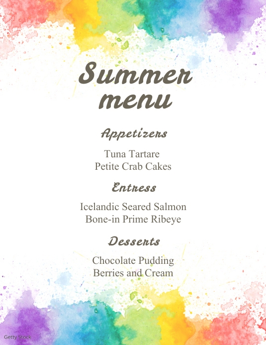 Colorful Restaurant Summer Menu Flyer Template | PosterMyWall