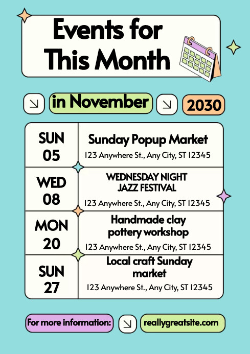 Colorful Retro Bold Style Schedule Event Flye Template | PosterMyWall
