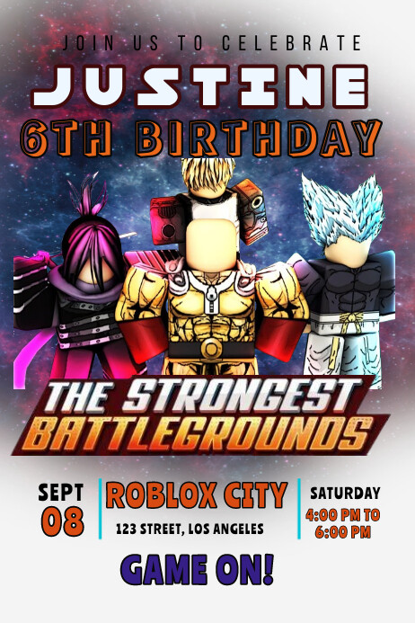 Colorful Roblox the Strongest Battleground Po Template | PosterMyWall