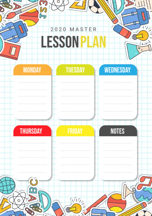Sample Lesson Background Colorful School Lesson Plan with Illustration Template | PosterMyWall