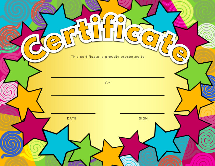 Colorful Shapes & Stars Certificate Award Ulotka (US Letter) template