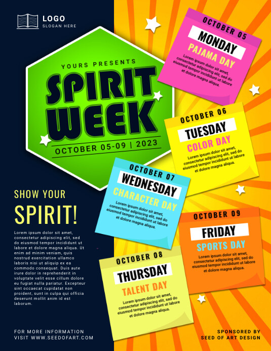 Graduation Spirit Week Colorful Spirit Week Event Flyer Template | PosterMyWall