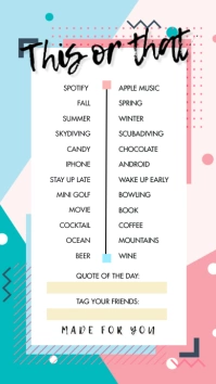 Colorful This or That Checklist Instagram Sto template