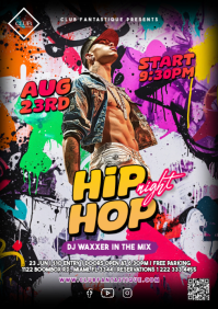 Vintage Urban Hip Hop Night A4 Flyer Template