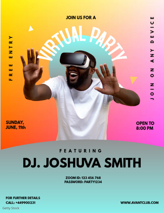 Plantilla de Colorful Virtual Party Flyer | PosterMyWall