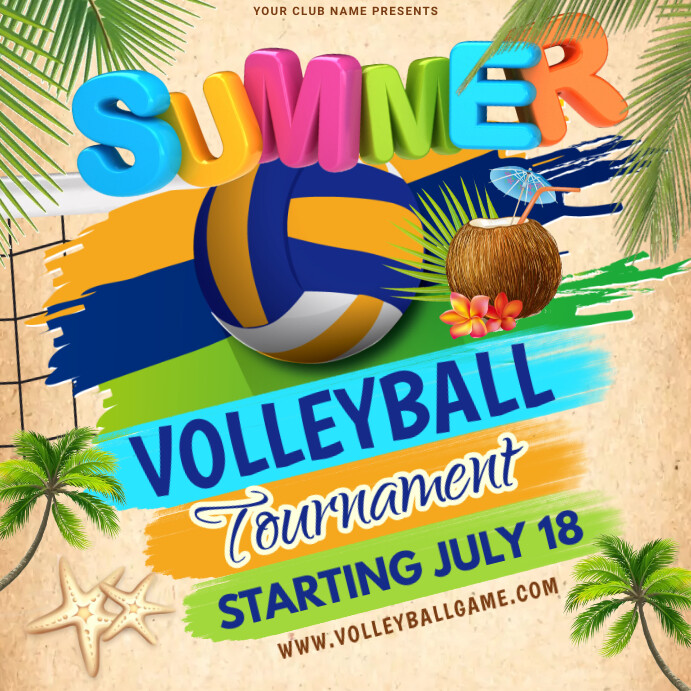 Colorful Volleyball Tournament Instagram Post template