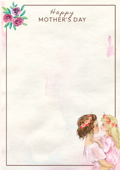 Colorful Watercolor Happy Mother's Day A4 Doc template