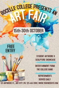 Colorful Watercolor Paint School College Art Fair Event Poster 横幅 4' × 6' template