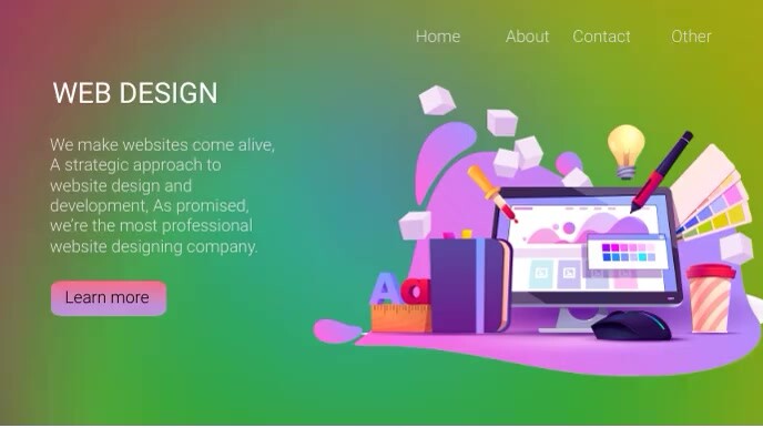 colorful web design theme landing page video Template | PosterMyWall