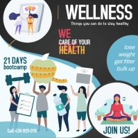 Colorful Wellness Challenge Bootcamp Instagra โพสต์บน Instagram template