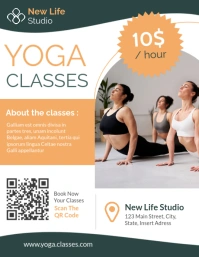 colorful yoga classes and lessons fitness flyer advertisement template