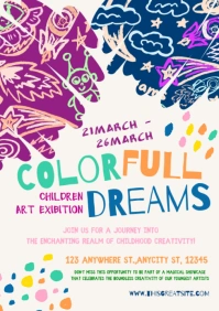 Colorfull World children art exhibition A4 template