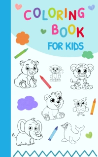Coloring Book for Kids Cover Template Animals Portadas de libro/Kindle