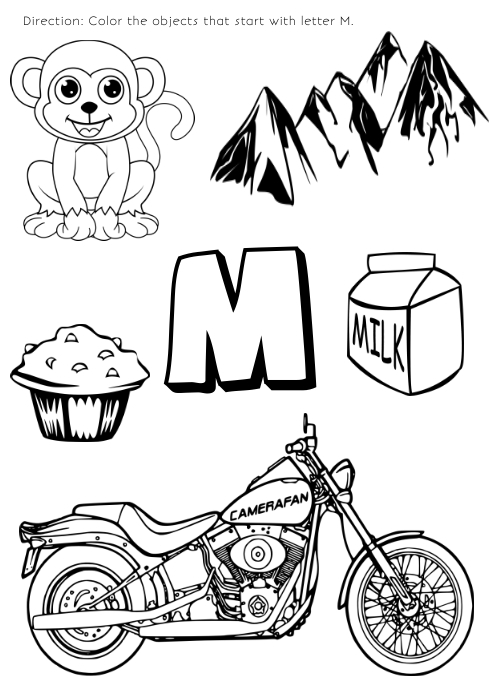 Coloring page for kids letter M Template | PosterMyWall