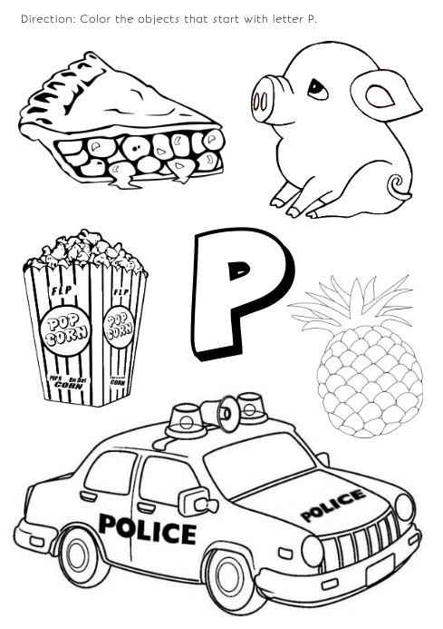 Coloring page for kids letter P Template | PosterMyWall