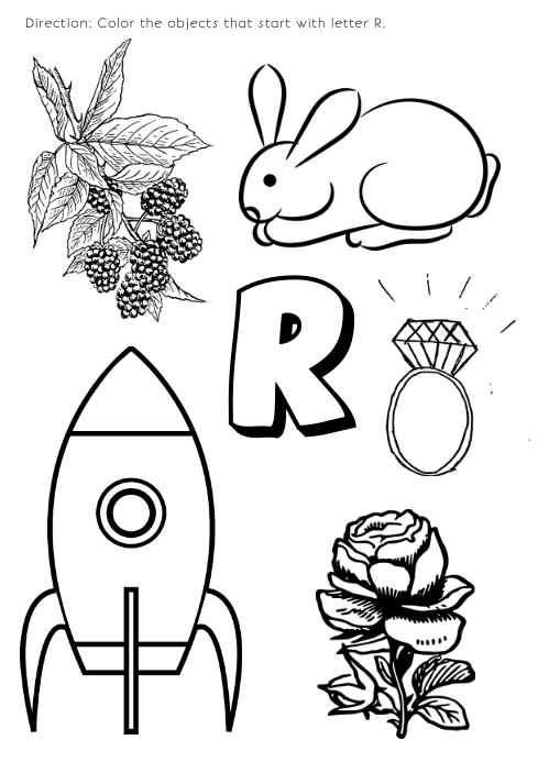 Coloring page for kids letter R Template | PosterMyWall