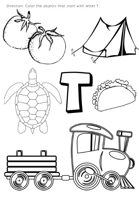 Coloring page for kids letter T Template | PosterMyWall