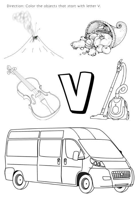 V Objects Worksheet Objects That Start With Letter V