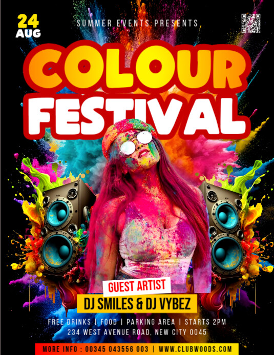 colour festival holi celebration event advertisement editable flyer template online poster maker