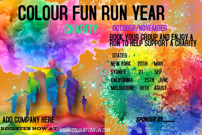COLOUR FUN RUN Template | PosterMyWall