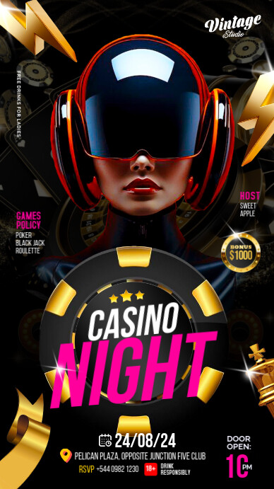 Colourful Casino Night Flyer for Instagram Story template
