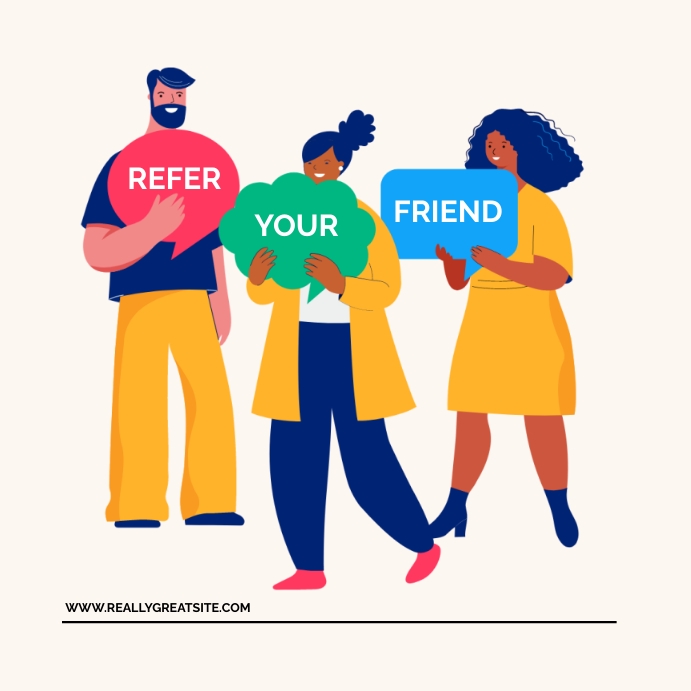 Colourful Flat Refer Your Friend post Template | PosterMyWall