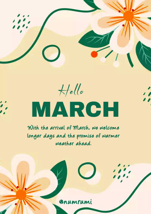 colourful hello march Template | PosterMyWall