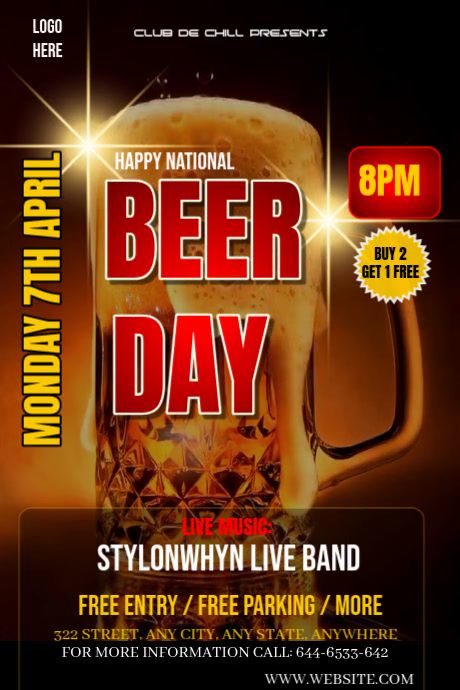 Colourful Maximalist National Beer Day Party Flyer Poster Plakkaat template