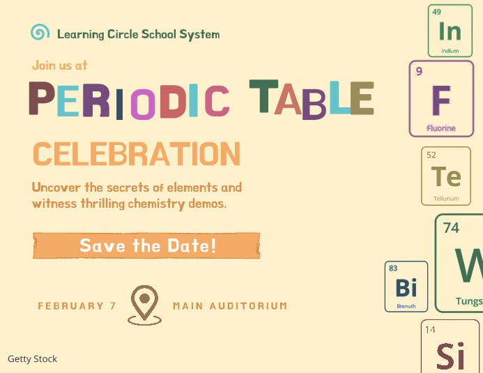 Periodic Events Copy of Colourful Periodic Table Day Event Poster | PosterMyWall