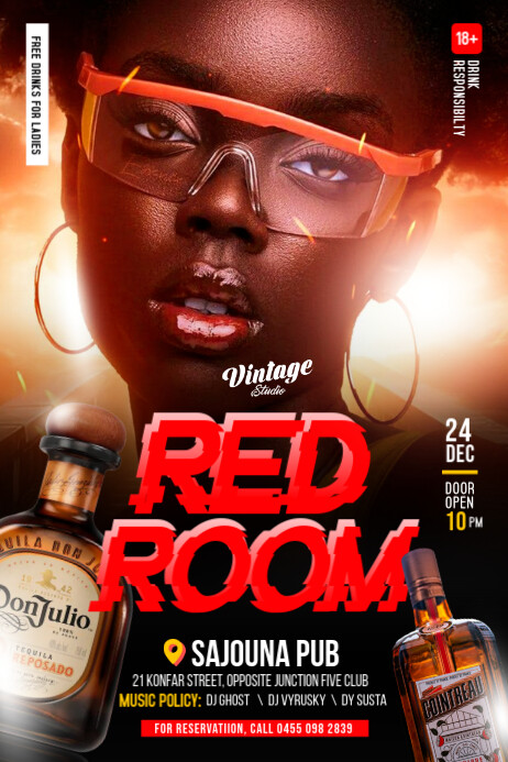 Colourful Red Room Club Party Flyer Poster template