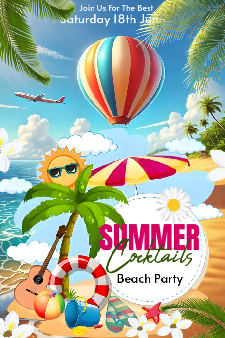 colourful summry party invetation Poster template