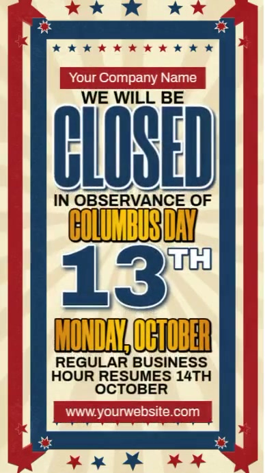 Columbus Day Closure Instagram Reel template