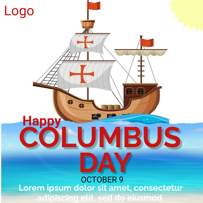 Columbus day โพสต์บน Instagram template