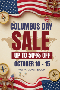 Columbus Day Sale Flyer Template Poster