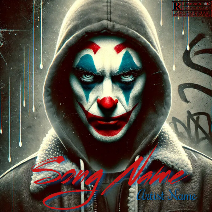 Combining Urban Vibes With The Symbolic Expression Of A Clown Album Cover template