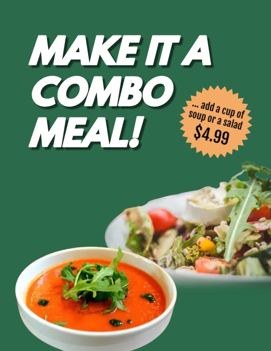 Combo Meal, Soup & Salad (1) Flyer (US Letter) template