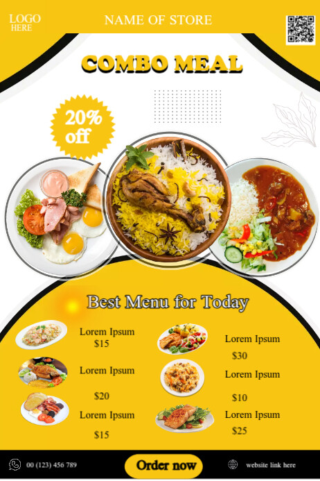 Menu Combination Combo Meal Ads Template | PosterMyWall