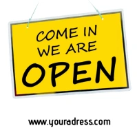 Come in we're Open Sign Customer Information Cuadrado (1:1) template