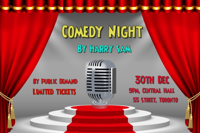 Comedy, concert, event flyer poster template