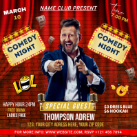 Red Comedy Night Event Quadrat Template