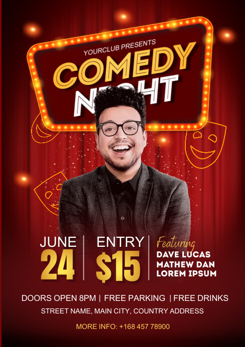 Comedy Night Graphics comedy night Template | PosterMyWall