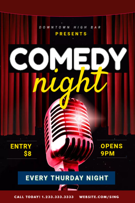 Comedy Night Graphics Comedy Night Template | PosterMyWall