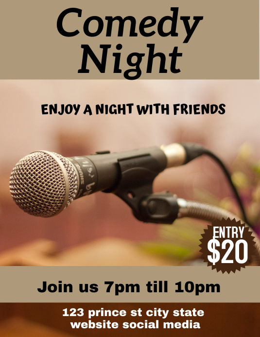 COMEDY NIGHT Pamflet (Letter AS) template