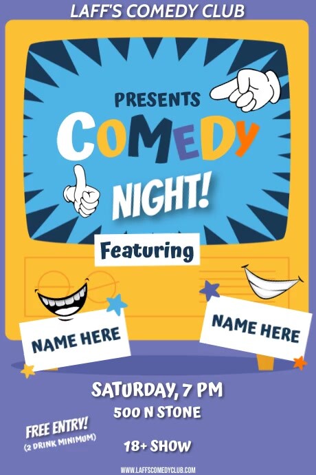 Comedy Night Graphics COMEDY NIGHT Template | PosterMyWall