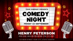 Red Comedy Night Event Facebook Cover Video Template